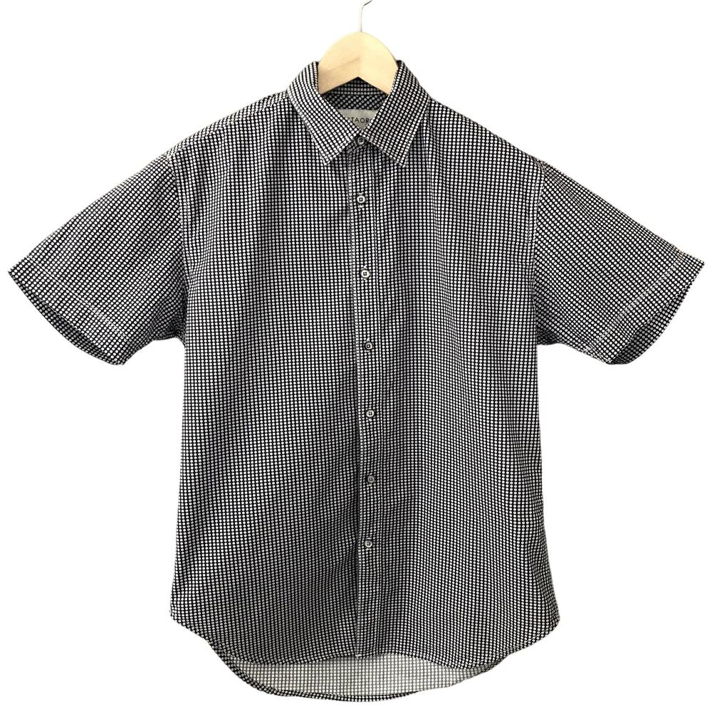 Coastaoro Short Sleeve Button Front Oxford - Geometric Circles - Black White - S